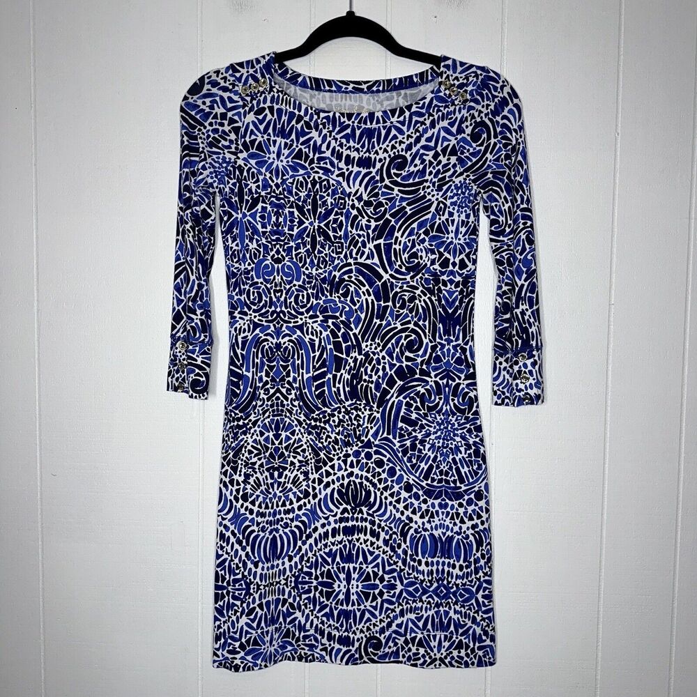 Lilly Pulitzer Women’s Sophie Dress Indigo Home Slice Blue White Size XXS